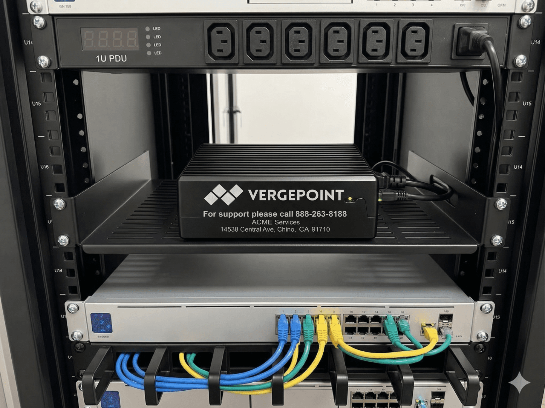 Vergepoint device installed in a rack on-site